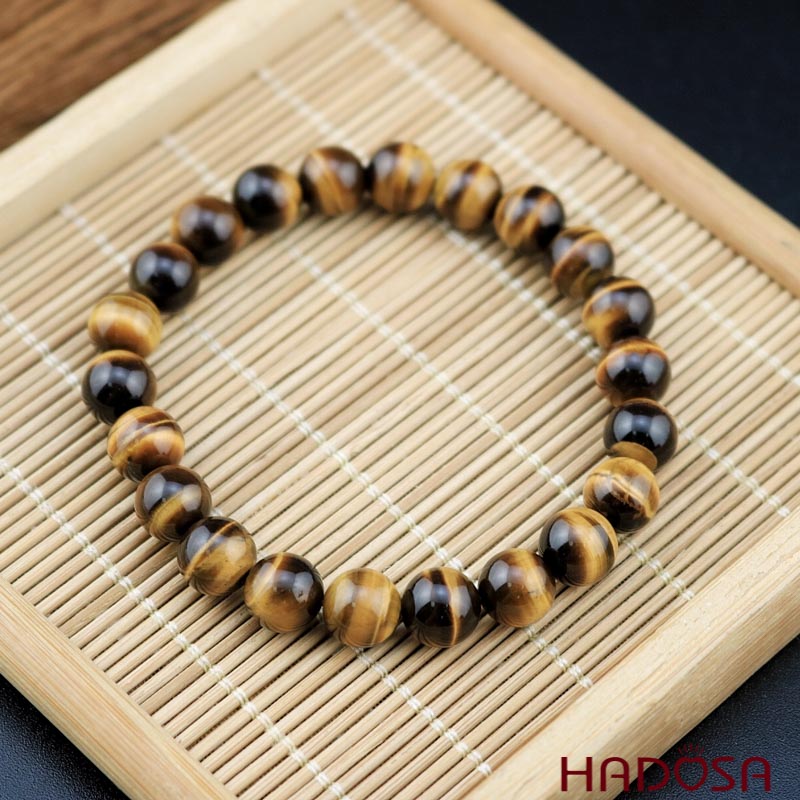 Vòng đá Mắt Hổ vàng nâu 8mm chuẩn 5A