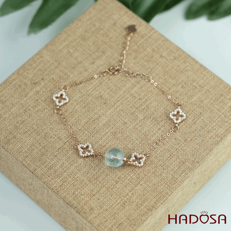 Lắc tay bạc mạ vàng hồng đính đá Topaz 9mm