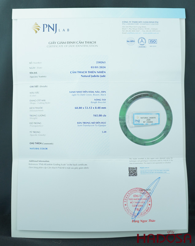 Vòng Ngọc Cẩm Thạch bản tròn xanh tươi ni 52