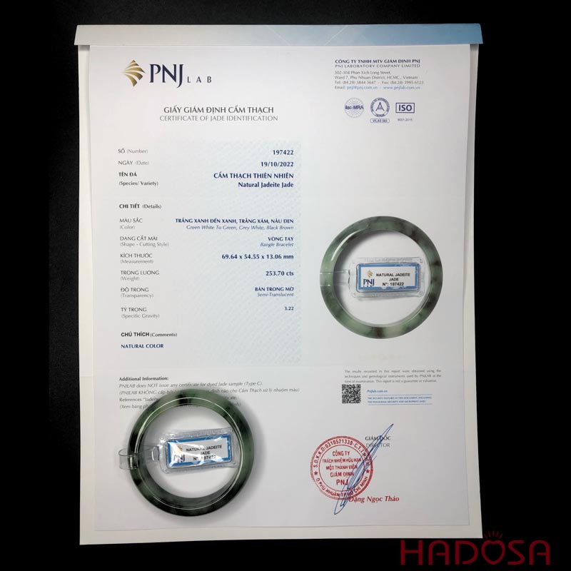 Vòng Ngọc Cẩm Thạch oval trắng trong vân xanh ni 54