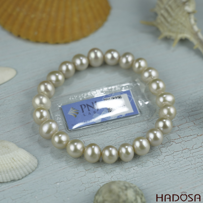 Vòng tay Ngọc trai hồng 8-9mm chuẩn 4A