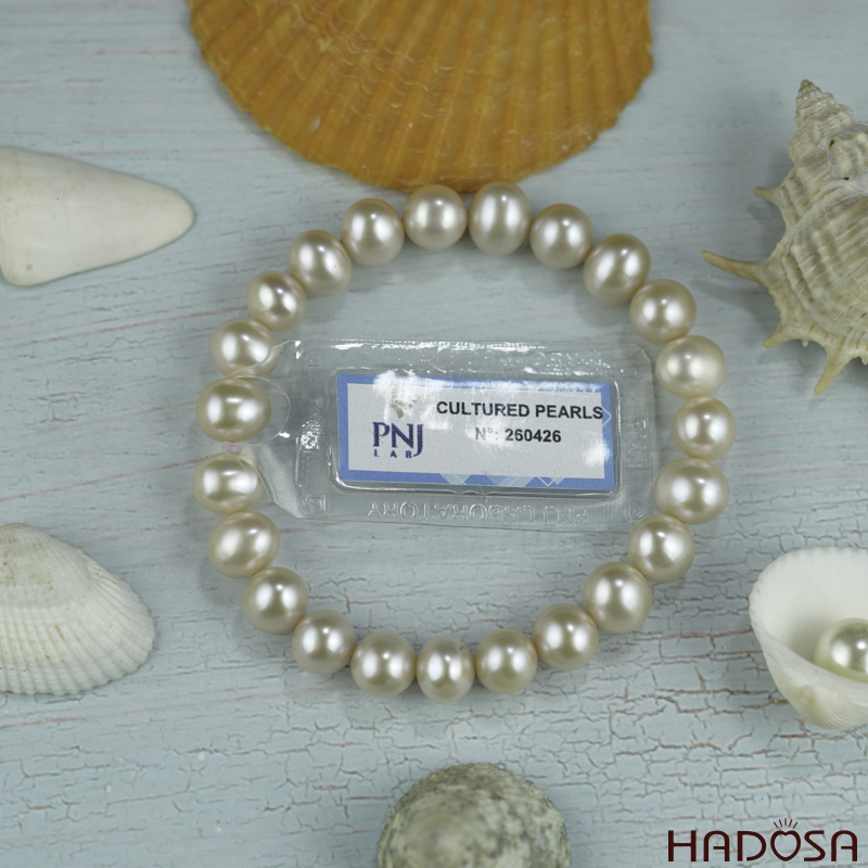 Vòng tay Ngọc trai hồng 8-9mm chuẩn 4A