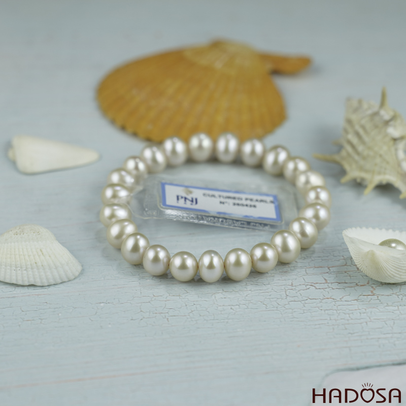 Vòng tay Ngọc trai hồng 8-9mm chuẩn 4A