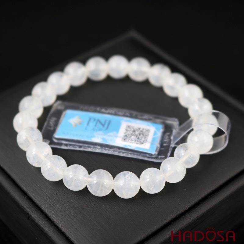 Vòng Thạch anh trắng ánh trăng 8mm chuẩn 6A
