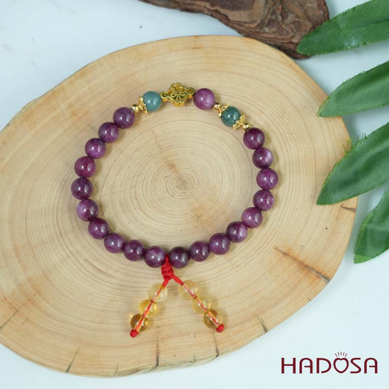 Vòng tay Ruby Nam Phi 7mm mix charm bạc 925