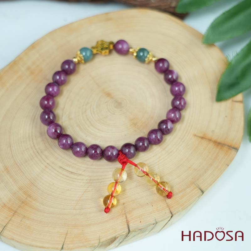 Vòng tay Ruby Nam Phi 7mm mix charm bạc 925