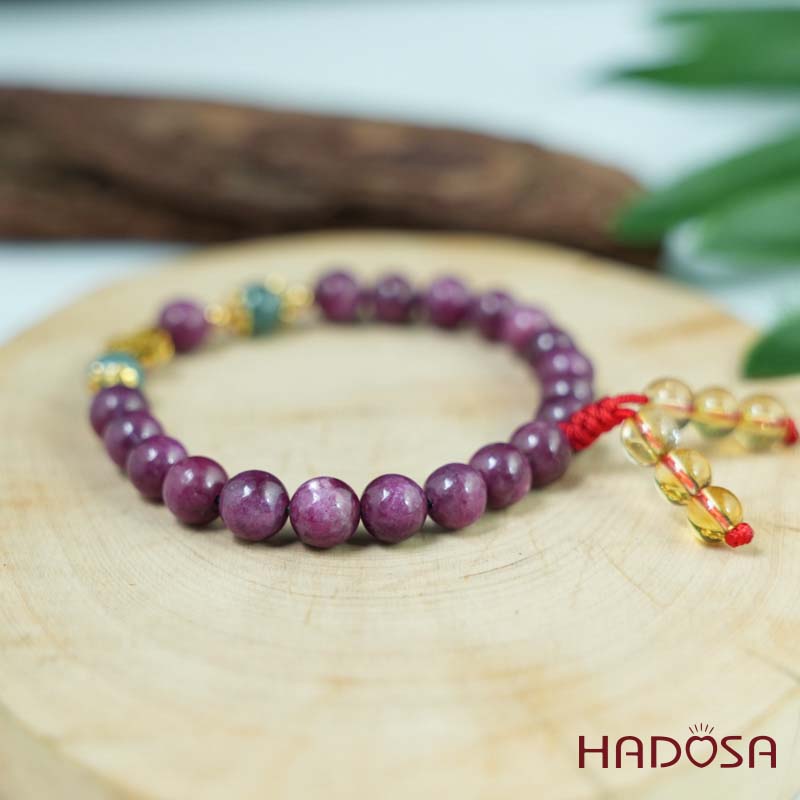 Vòng tay Ruby Nam Phi 7mm mix charm bạc 925