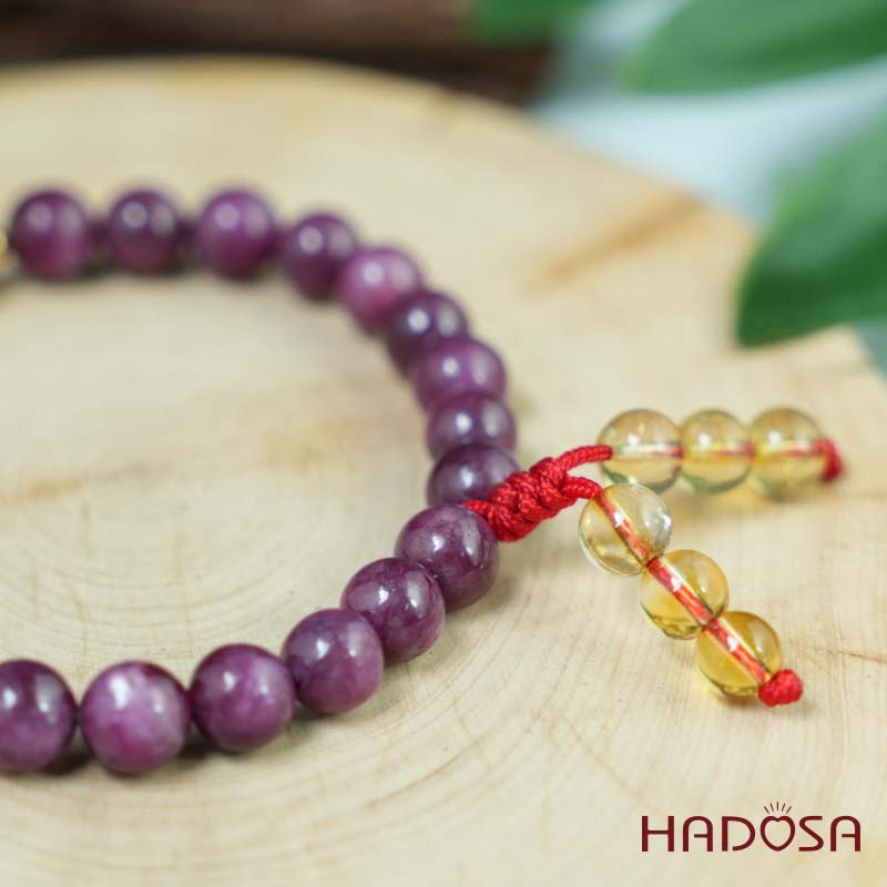 Vòng tay Ruby Nam Phi 7mm mix charm bạc 925