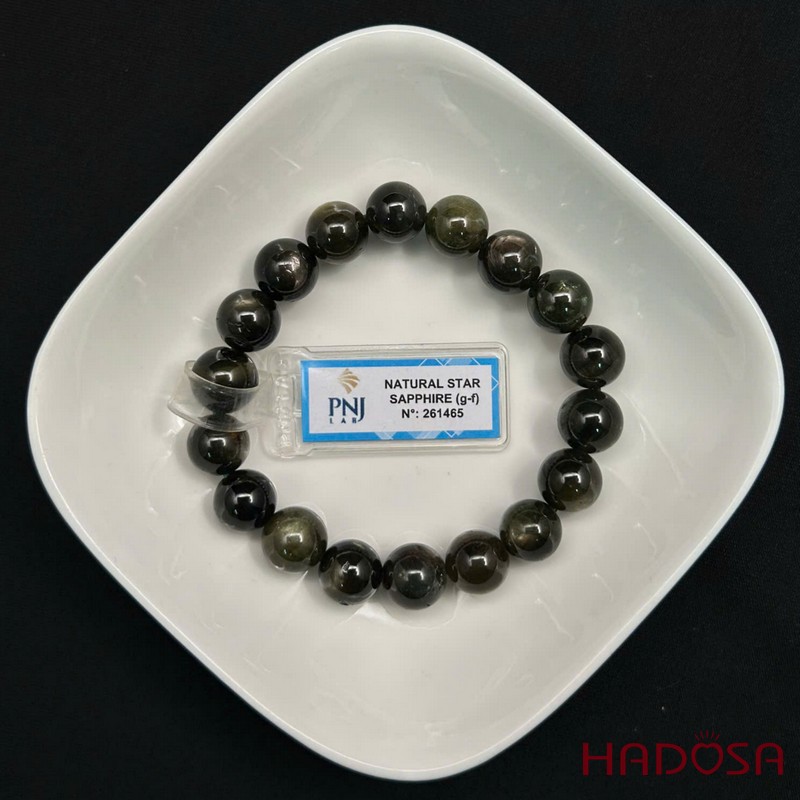 Vòng đá Sapphire ánh titan cao cấp 10.5mm chuẩn 5A