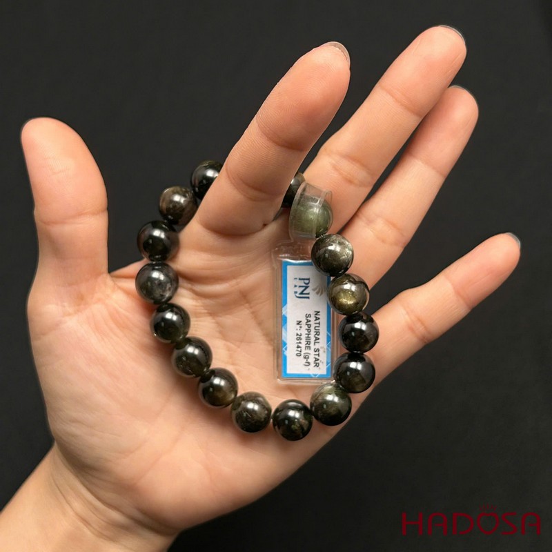 Vòng đá Sapphire ánh titan cao cấp 11.5mm chuẩn 5A