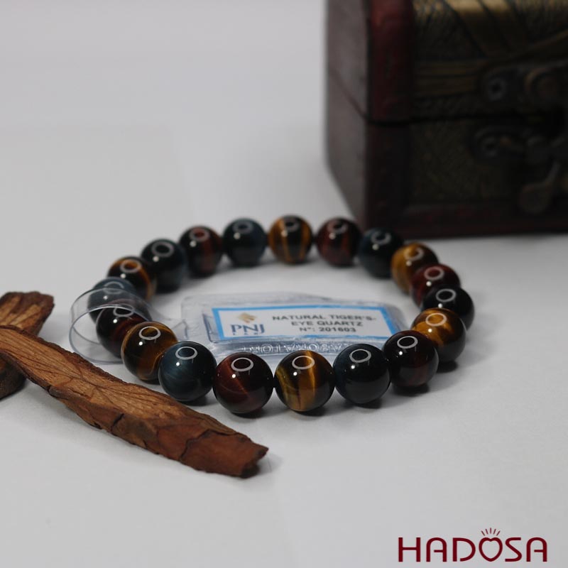 Vòng Thạch anh mắt hổ tam tài 10mm chuẩn 6A