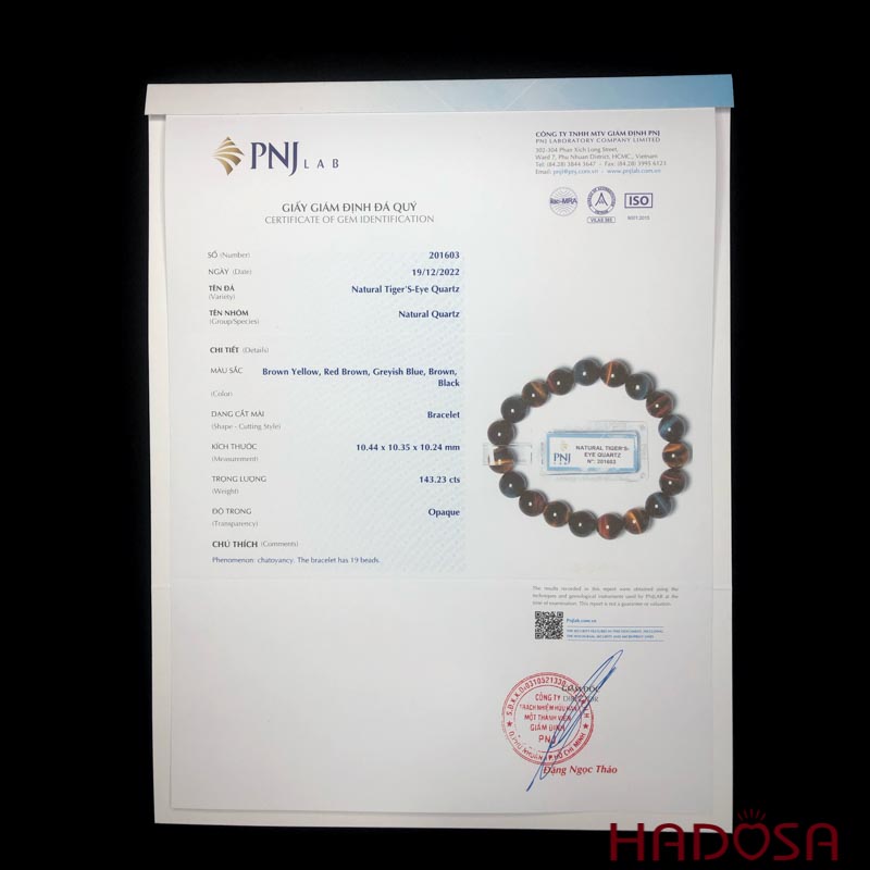 Vòng Thạch anh mắt hổ tam tài 10mm chuẩn 6A