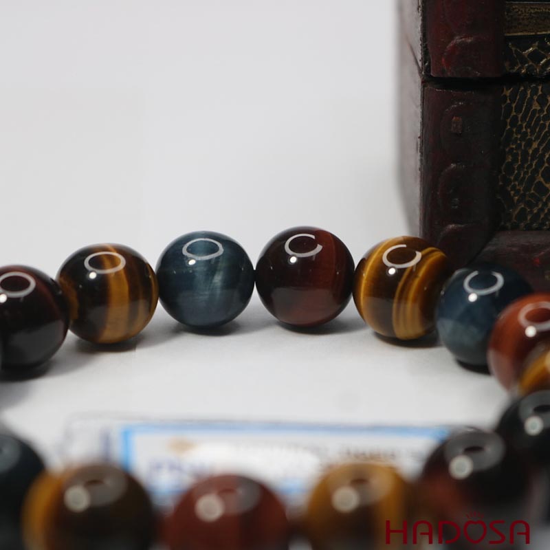 Vòng Thạch anh mắt hổ tam tài 12mm chuẩn 6A