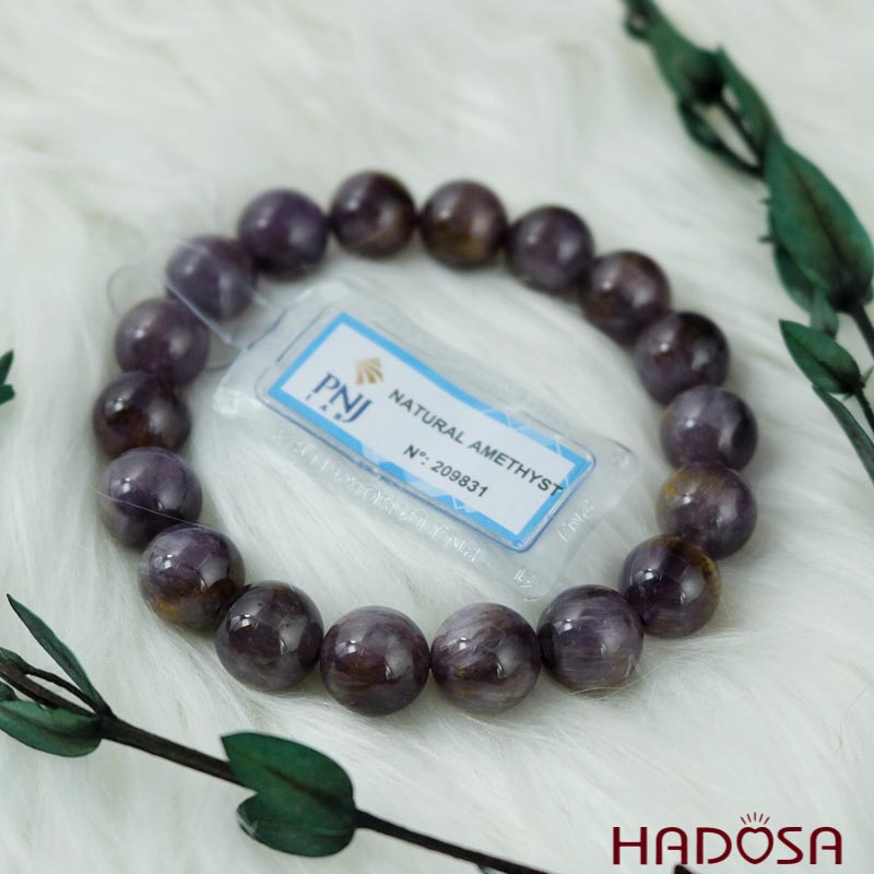 Vòng thạch anh tím tóc vàng 11mm chuẩn 5A