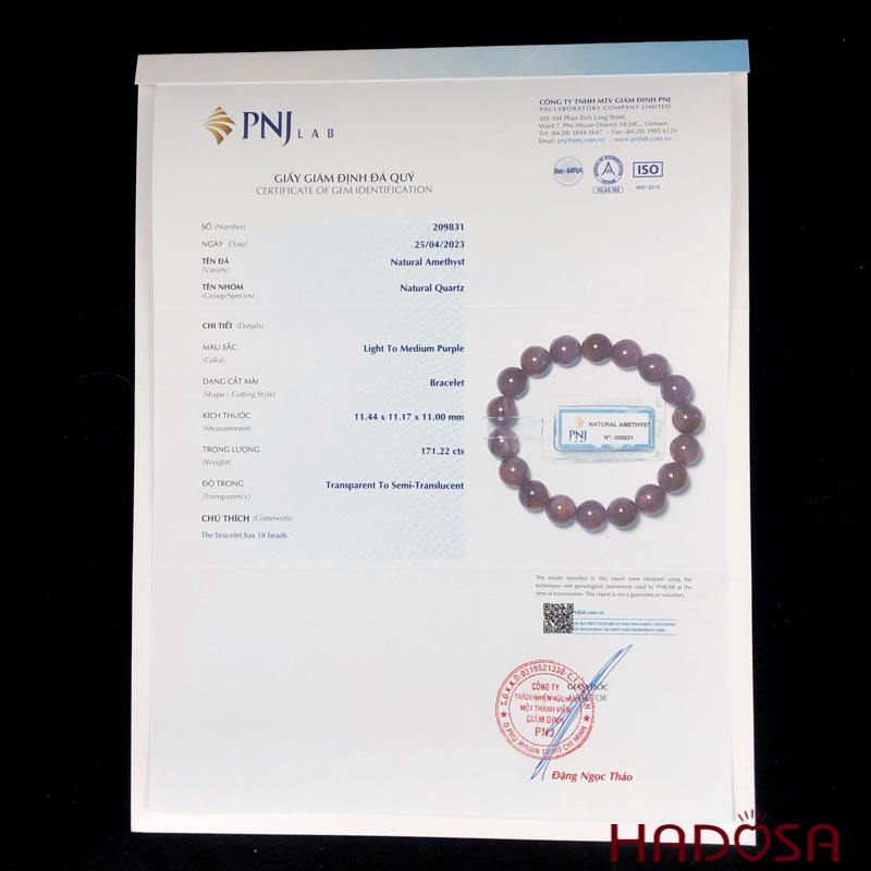Vòng thạch anh tím tóc vàng 11mm chuẩn 5A