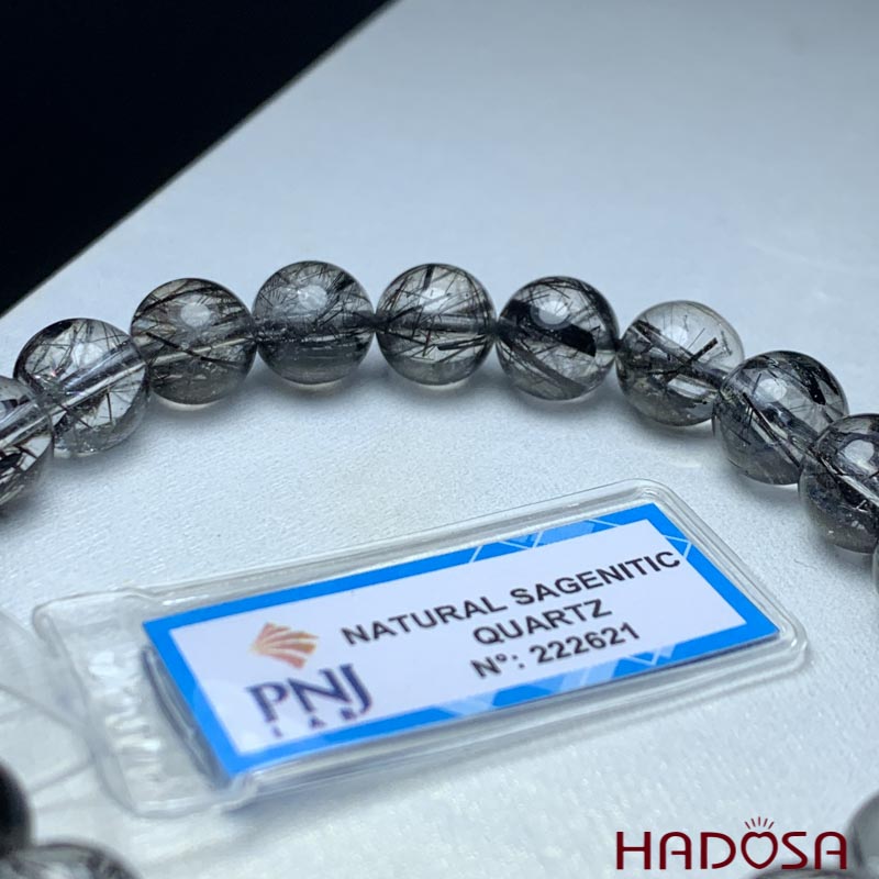 Vòng đá Thạch anh tóc đen 8mm chuẩn 5A