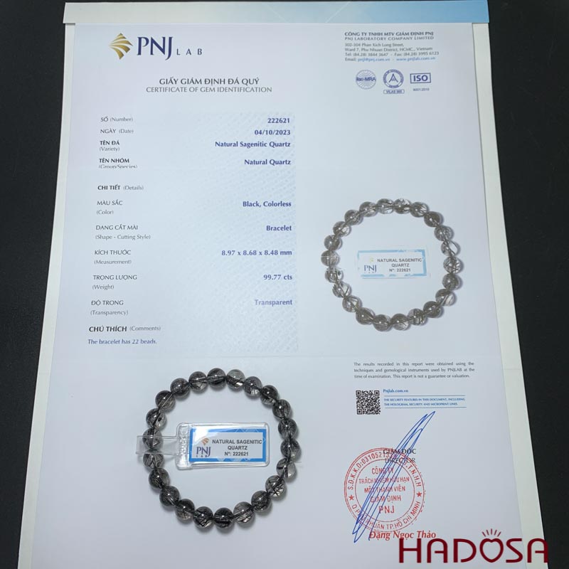 Vòng đá Thạch anh tóc đen 8mm chuẩn 5A