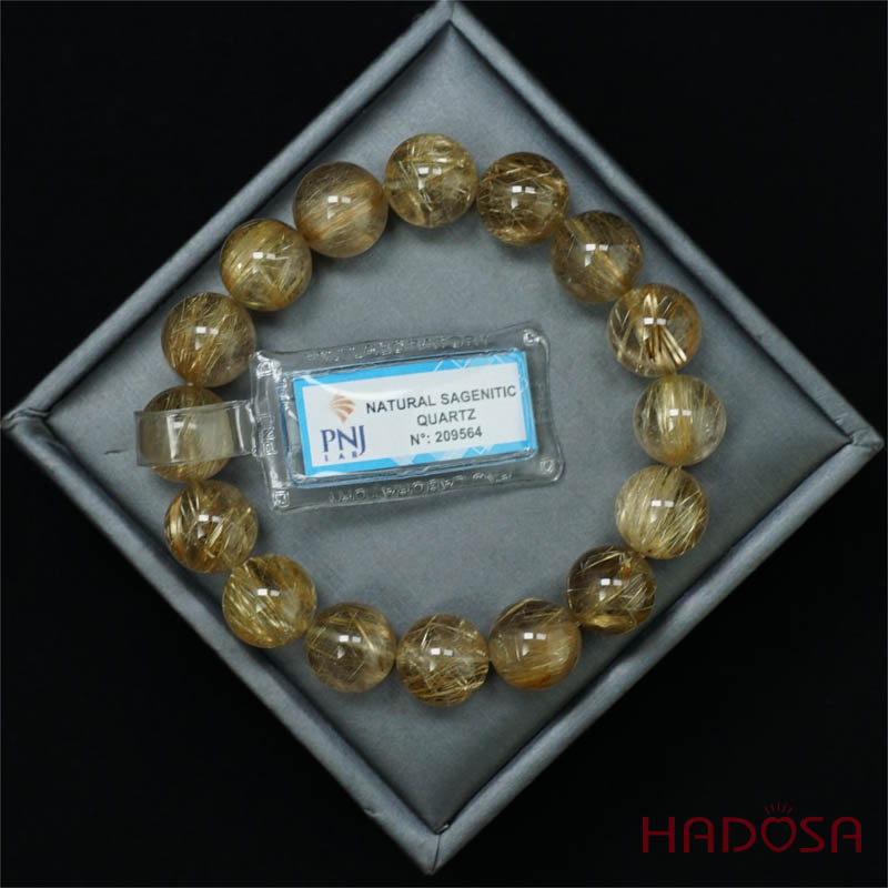 Vòng Thạch anh tóc vàng 13mm chuẩn 6A+