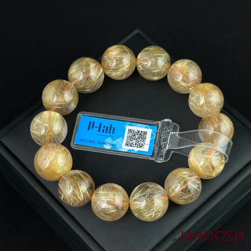 Vòng tay Thạch Anh tóc vàng 15mm cao cấp chuẩn 6A