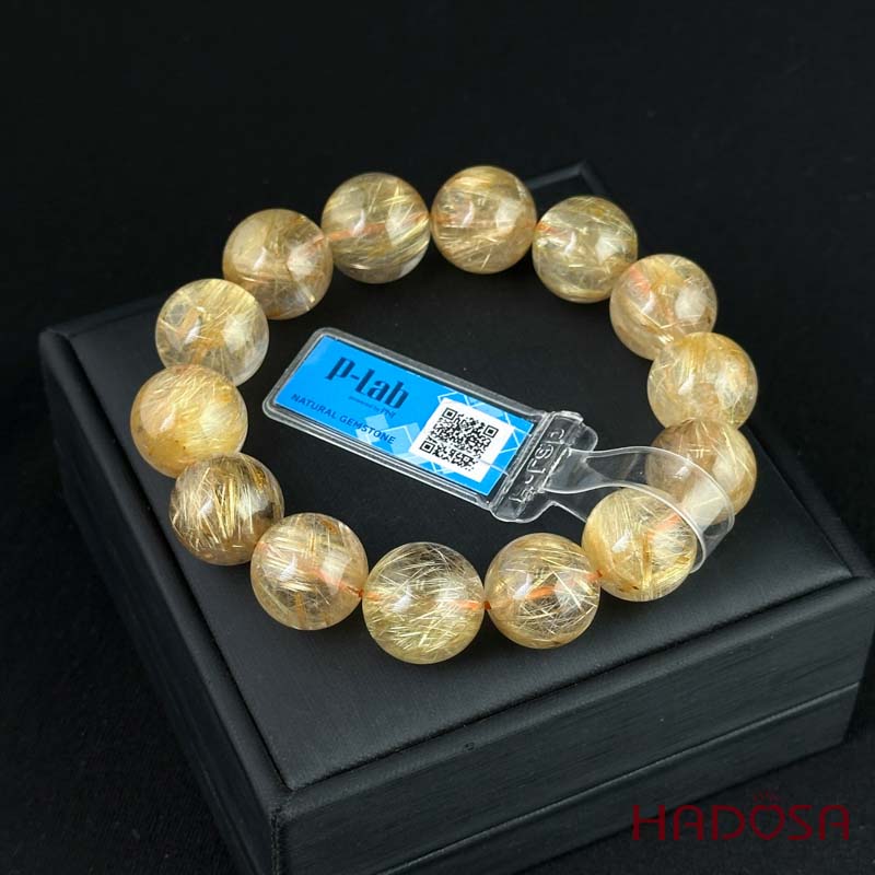 Vòng tay Thạch Anh tóc vàng 15mm cao cấp chuẩn 6A