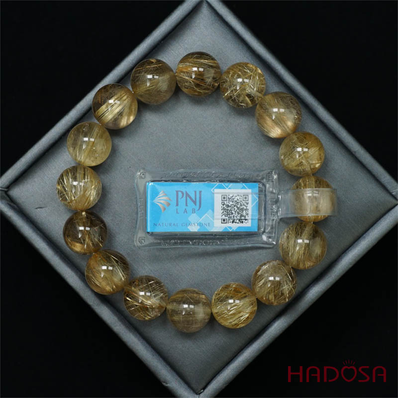Vòng Thạch anh tóc vàng 13mm chuẩn 6A+