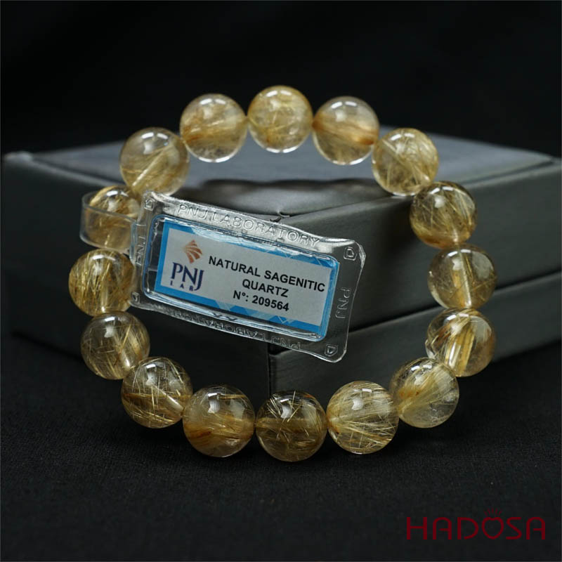 Vòng Thạch anh tóc vàng 13mm chuẩn 6A+