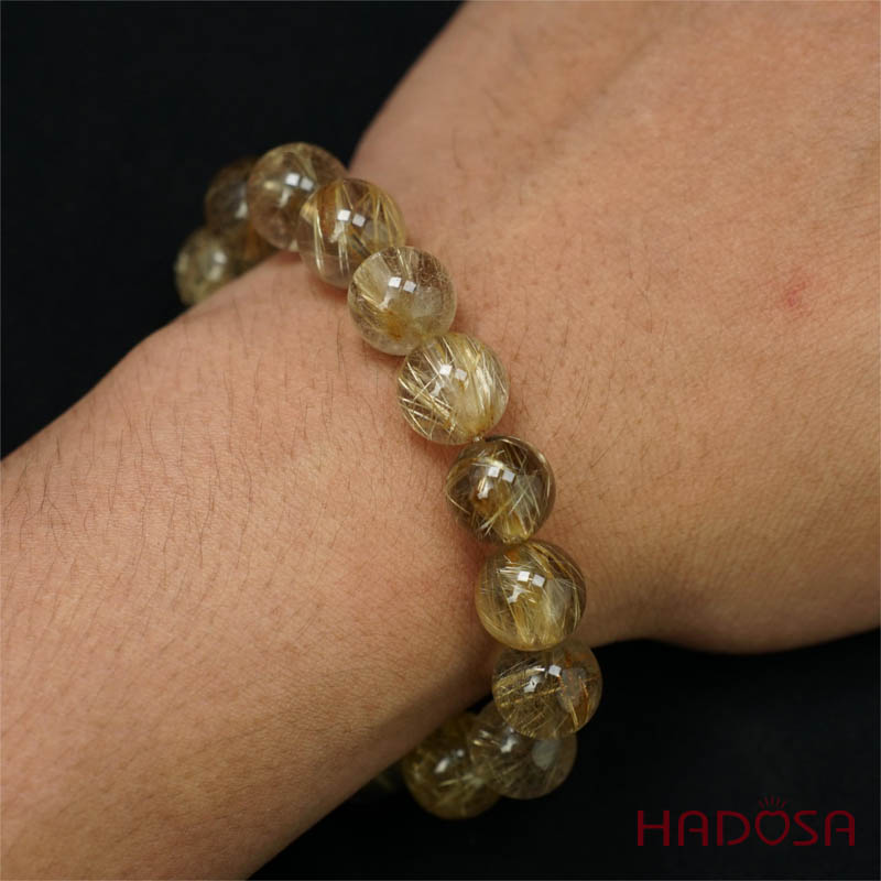 Vòng Thạch anh tóc vàng 13mm chuẩn 6A+