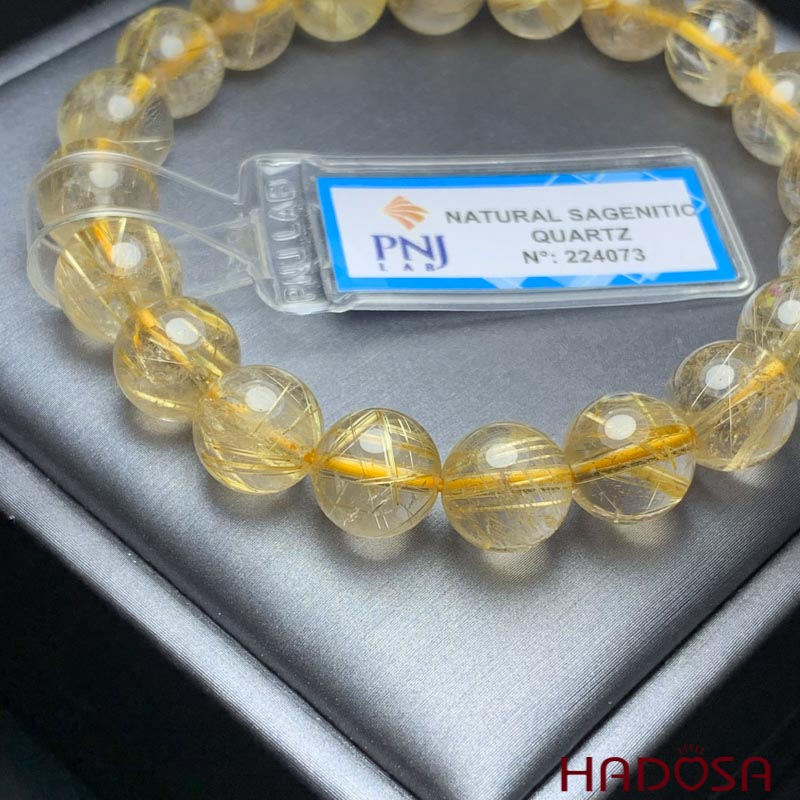 Vòng tay Thạch Anh tóc vàng 10mm cao cấp chuẩn 5A