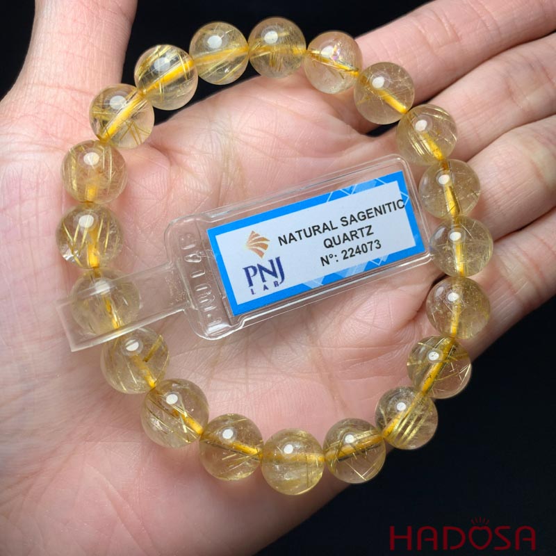 Vòng tay Thạch Anh tóc vàng 10mm cao cấp chuẩn 5A