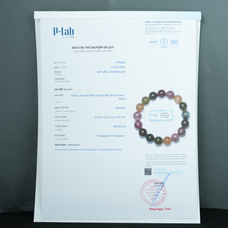 Vòng tay Tourmaline Hồng Lục Bảo 12mm chuẩn 6A