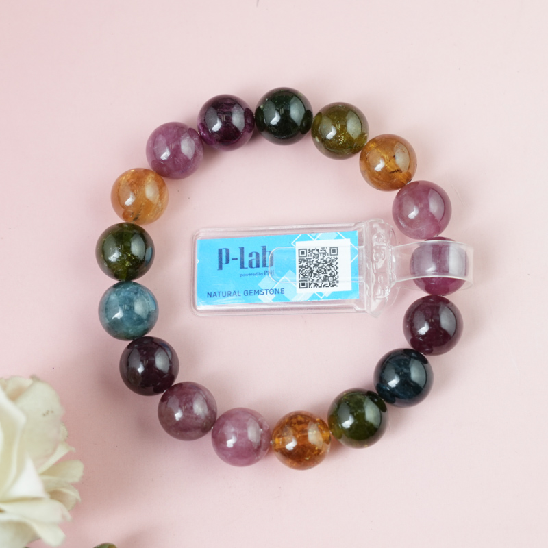 Vòng tay Tourmaline Hồng Lục Bảo 12mm chuẩn 6A