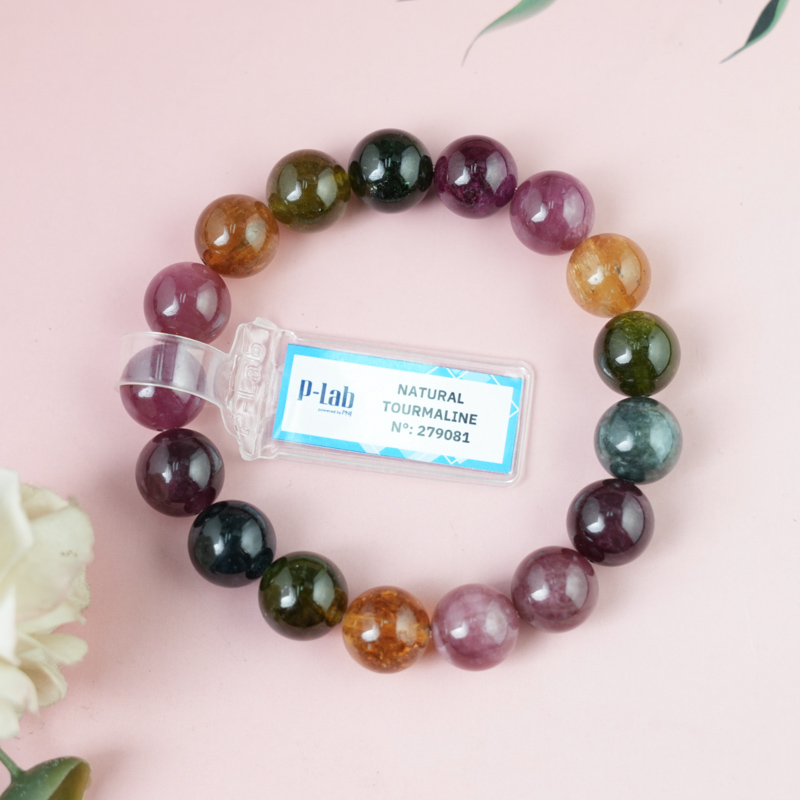 Vòng tay Tourmaline Hồng Lục Bảo 12mm chuẩn 6A
