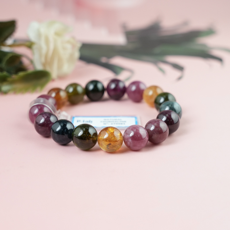 Vòng tay Tourmaline Hồng Lục Bảo 12mm chuẩn 6A
