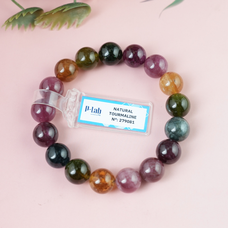 Vòng tay Tourmaline Hồng Lục Bảo 12mm chuẩn 6A