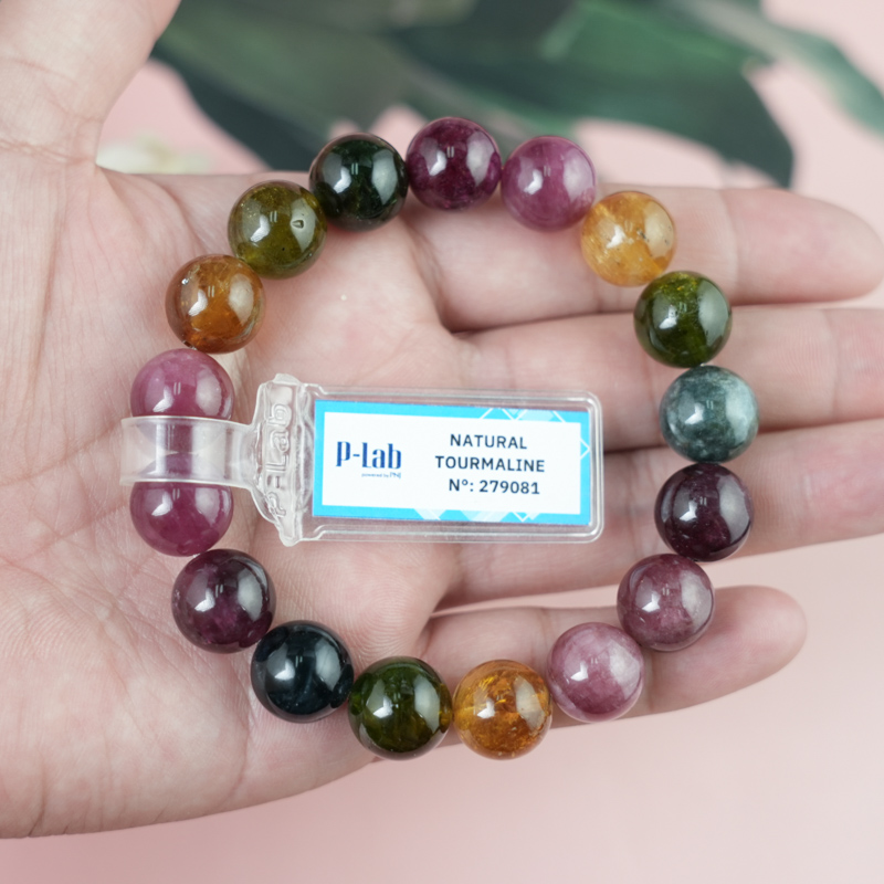 Vòng tay Tourmaline Hồng Lục Bảo 12mm chuẩn 6A