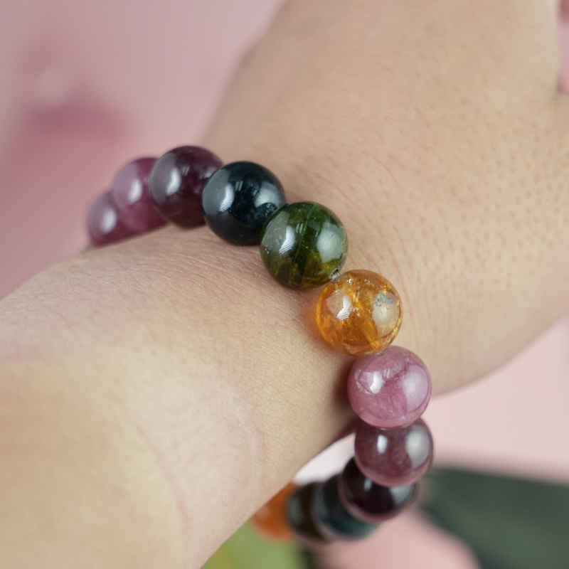 Vòng tay Tourmaline Hồng Lục Bảo 12mm chuẩn 6A