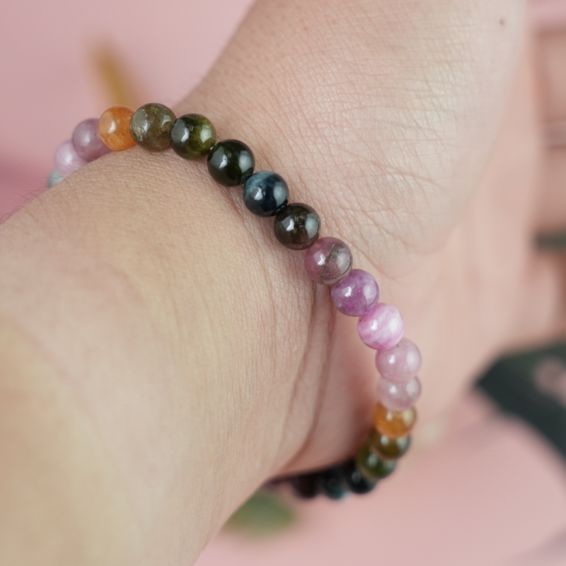 Vòng tay Tourmaline Hồng Lục Bảo 6mm chuẩn 3A