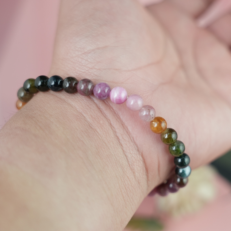 Vòng tay Tourmaline Hồng Lục Bảo 6mm chuẩn 3A