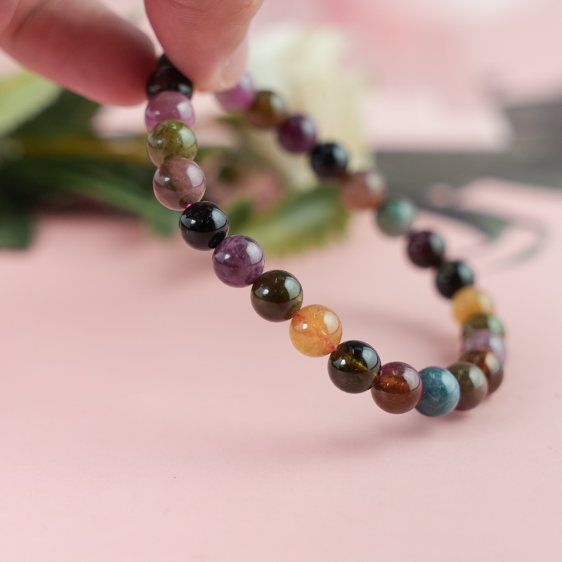 Vòng tay Tourmaline Hồng Lục Bảo 7mm chuẩn 4A