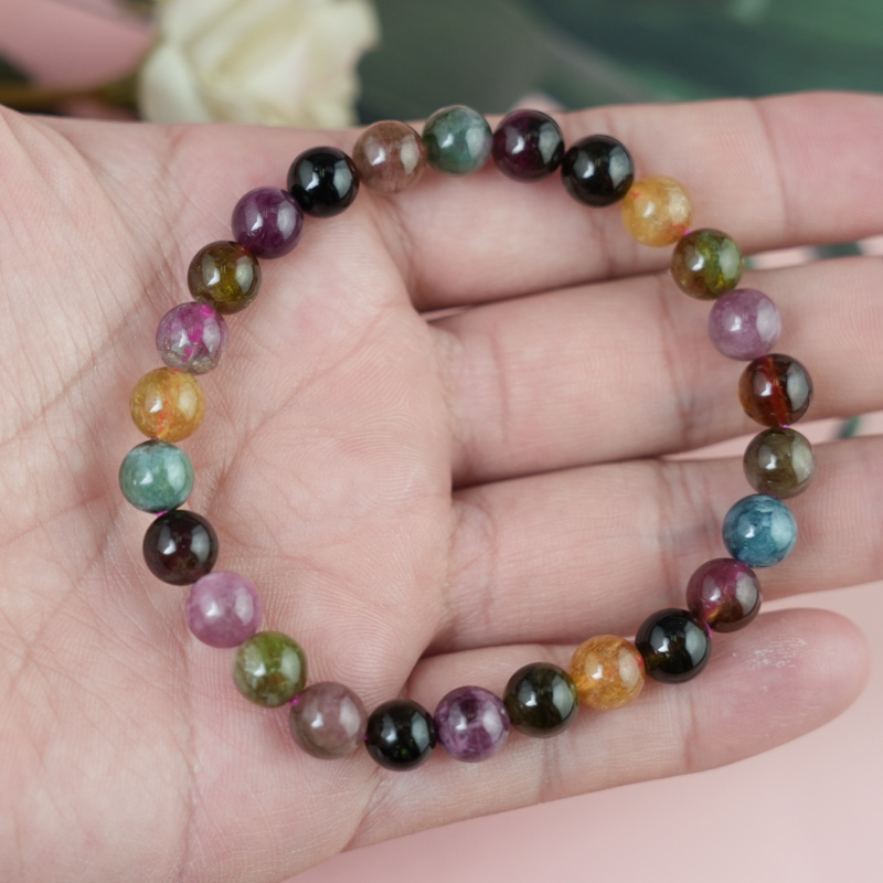 Vòng tay Tourmaline Hồng Lục Bảo 7mm chuẩn 4A