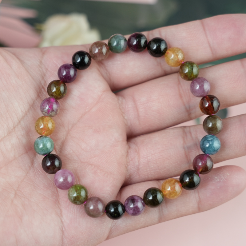 Vòng tay Tourmaline Hồng Lục Bảo 7mm chuẩn 4A