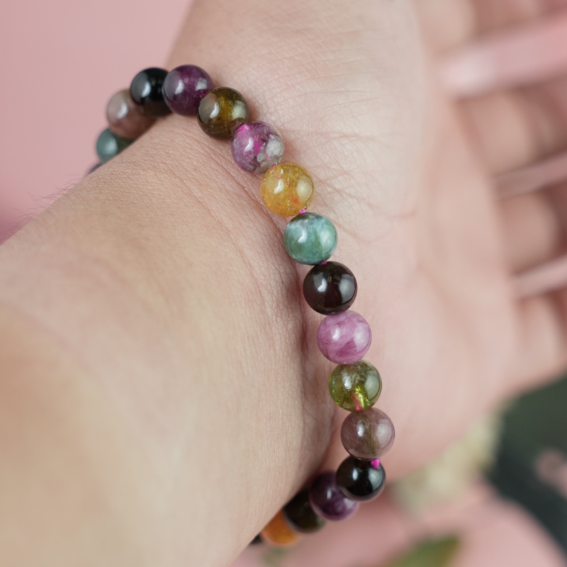 Vòng tay Tourmaline Hồng Lục Bảo 7mm chuẩn 4A