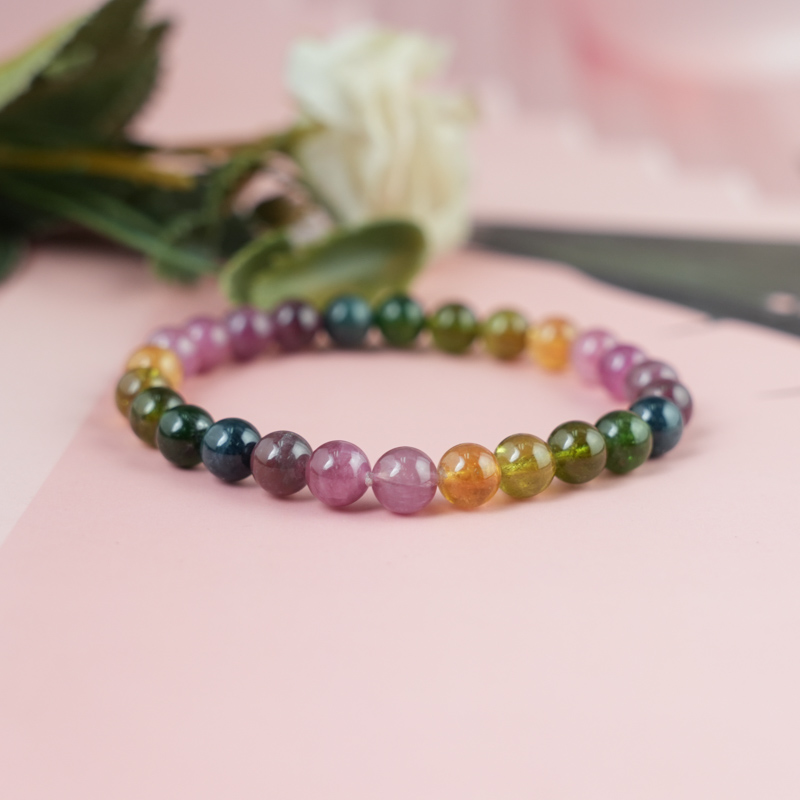 Vòng tay Tourmaline Hồng Lục Bảo 7mm chuẩn 6A