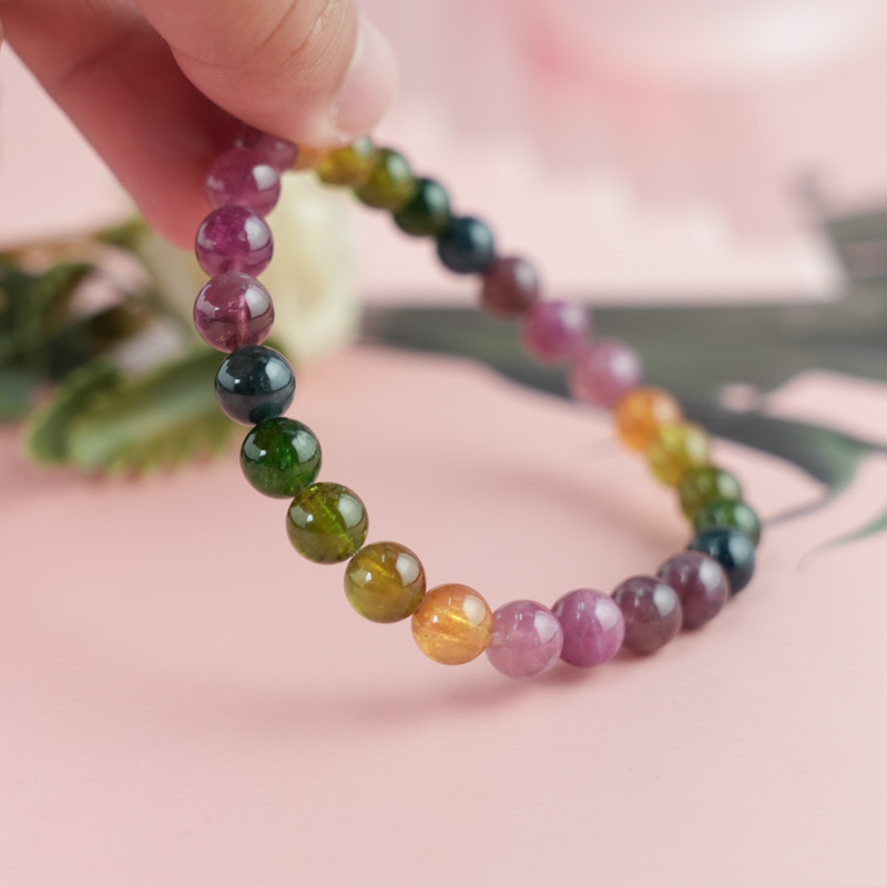 Vòng tay Tourmaline Hồng Lục Bảo 7mm chuẩn 6A