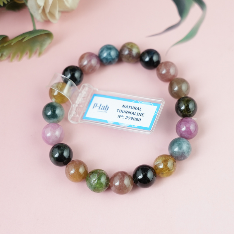 Vòng tay Tourmaline Hồng Lục Bảo 10mm chuẩn 4A