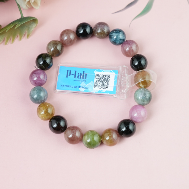 Vòng tay Tourmaline Hồng Lục Bảo 10mm chuẩn 4A