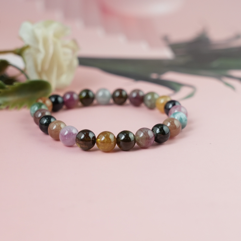 Vòng tay Tourmaline Hồng Lục Bảo 8mm chuẩn 4A