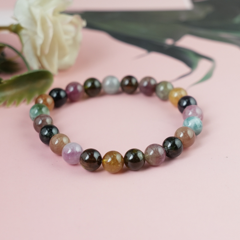 Vòng tay Tourmaline Hồng Lục Bảo 8mm chuẩn 4A