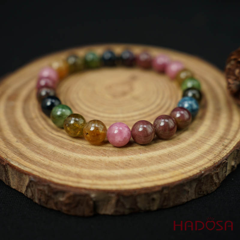 Vòng tay Tourmaline Hồng Lục Bảo 8mm chuẩn 5A