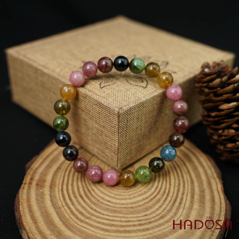 Vòng tay Tourmaline Hồng Lục Bảo 8mm chuẩn 5A